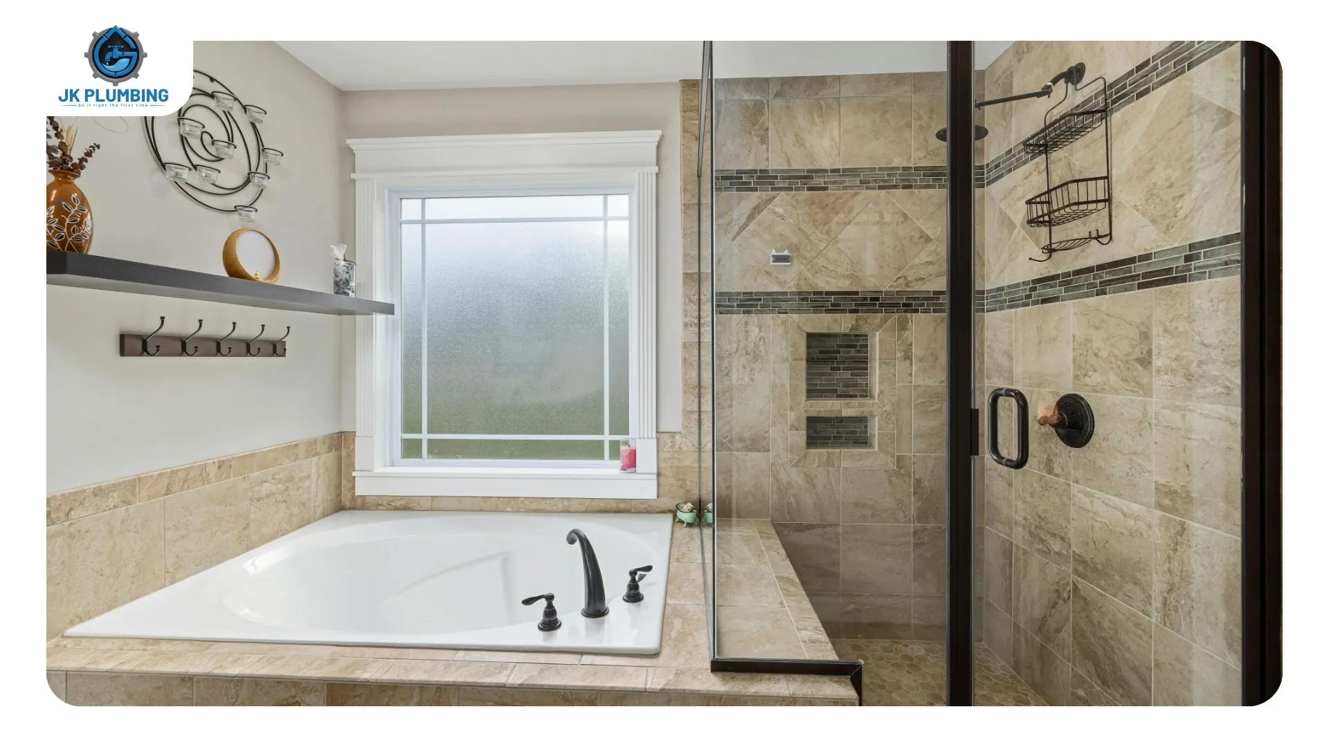 Curbless walk-in shower with linear drain installed in a pre-war San Francisco bathroom