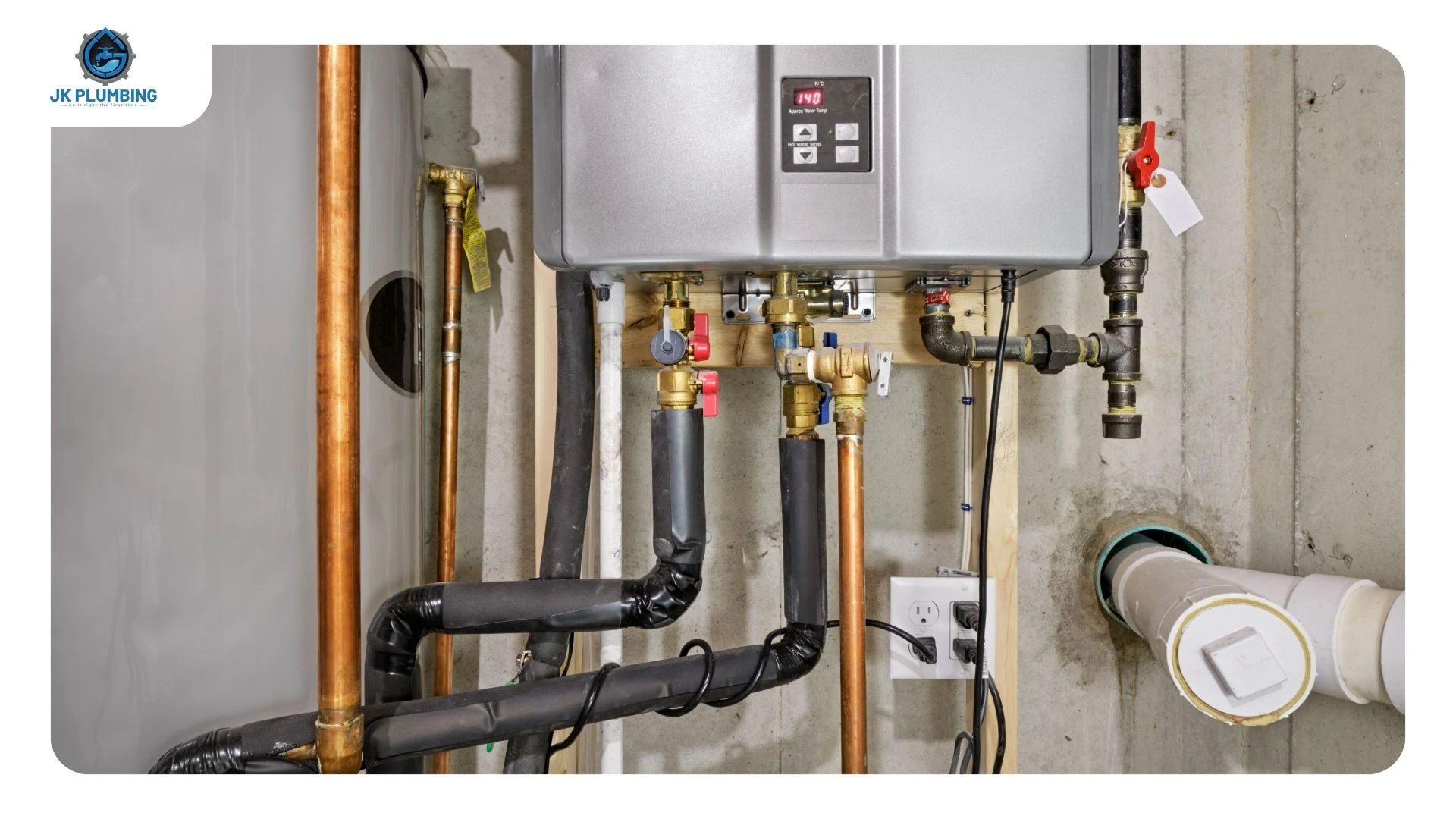 Error code shown on the display panel of a tankless water heater