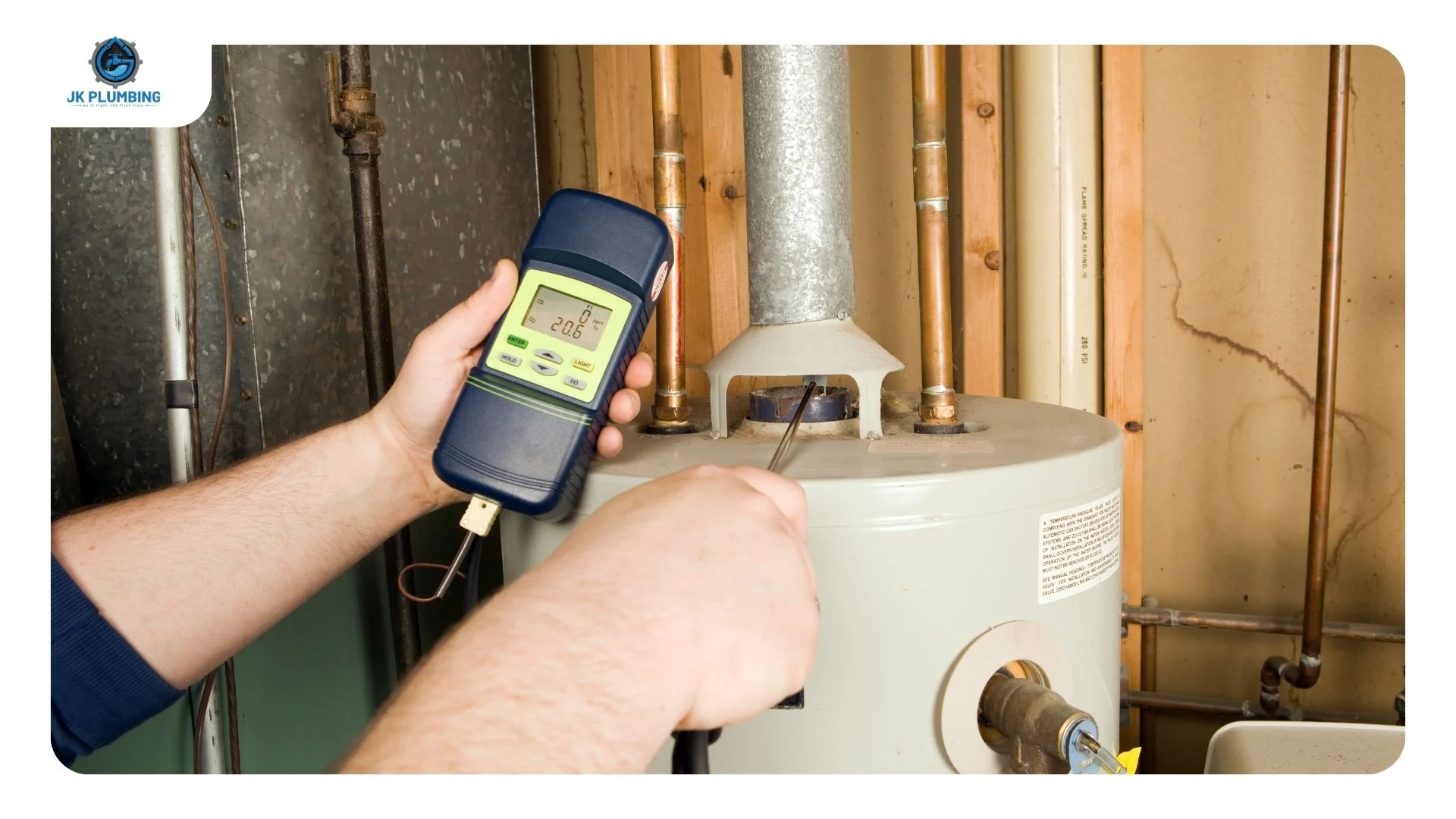 Comparison of a water heater raised on an 18-inch platform and an FVIR-listed unit mounted at floor level